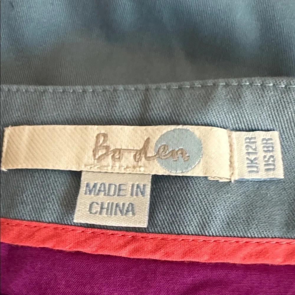 BODEN Embroidered Floral Blue Pink A Line Skirt Size 12 Spring Summer Easter